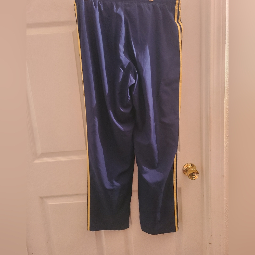 Adidas Blue Track Pants with Yellow Stripes - Picture 4 of 5